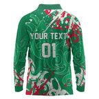 Personalized South Sydney Rabbitohs Rugby Long Sleeve Polo Shirt Urban Street Graffiti Style - Distressed Splatter Elements