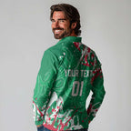 Personalized South Sydney Rabbitohs Rugby Long Sleeve Polo Shirt Urban Street Graffiti Style - Distressed Splatter Elements