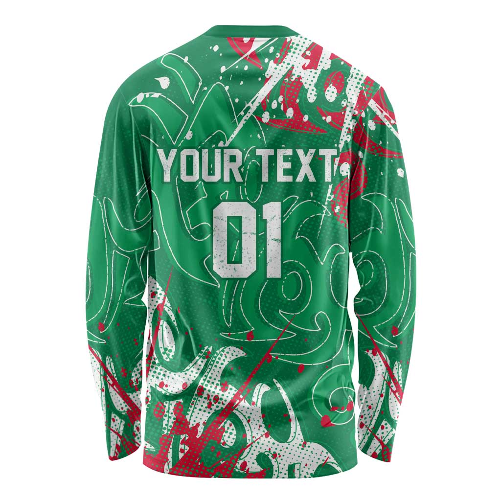 Personalized South Sydney Rabbitohs Rugby Long Sleeve Shirt Urban Street Graffiti Style - Distressed Splatter Elements