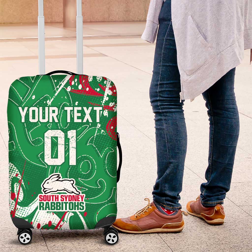 Personalized South Sydney Rabbitohs Rugby Luggage Cover Urban Street Graffiti Style - Distressed Splatter Elements