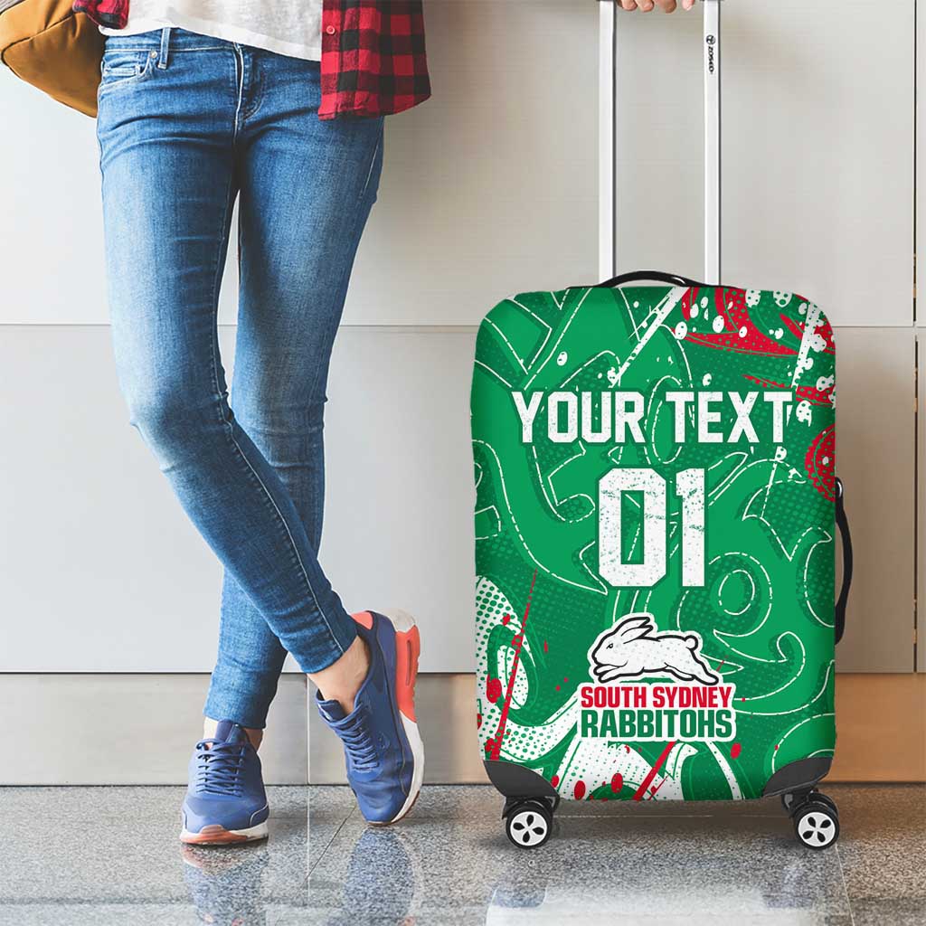 Personalized South Sydney Rabbitohs Rugby Luggage Cover Urban Street Graffiti Style - Distressed Splatter Elements