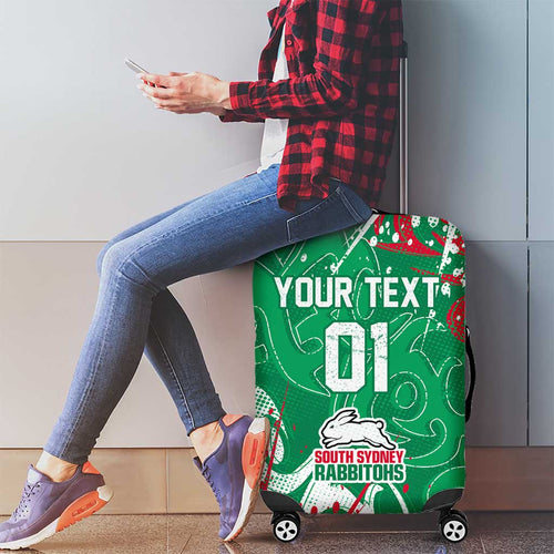 Personalized South Sydney Rabbitohs Rugby Luggage Cover Urban Street Graffiti Style - Distressed Splatter Elements