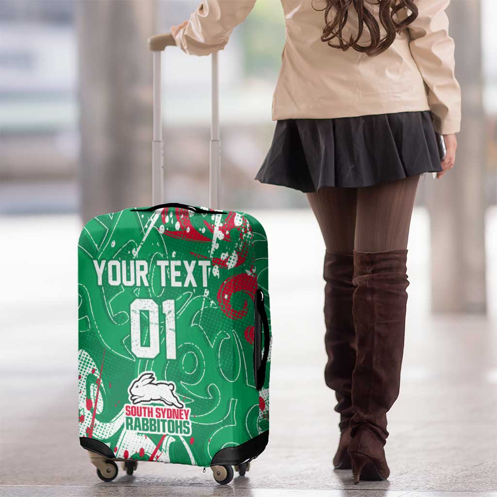 Personalized South Sydney Rabbitohs Rugby Luggage Cover Urban Street Graffiti Style - Distressed Splatter Elements