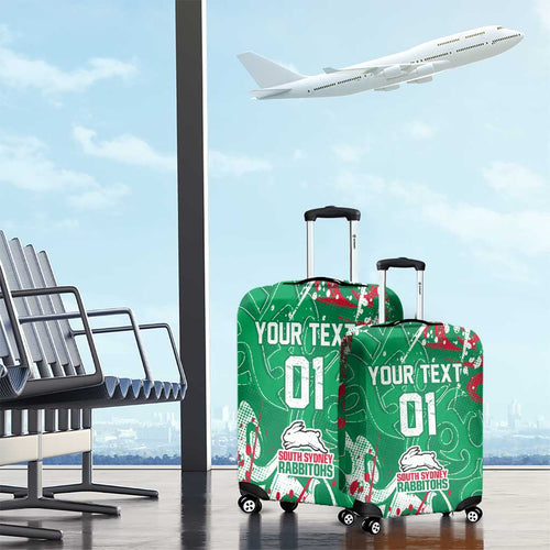 Personalized South Sydney Rabbitohs Rugby Luggage Cover Urban Street Graffiti Style - Distressed Splatter Elements