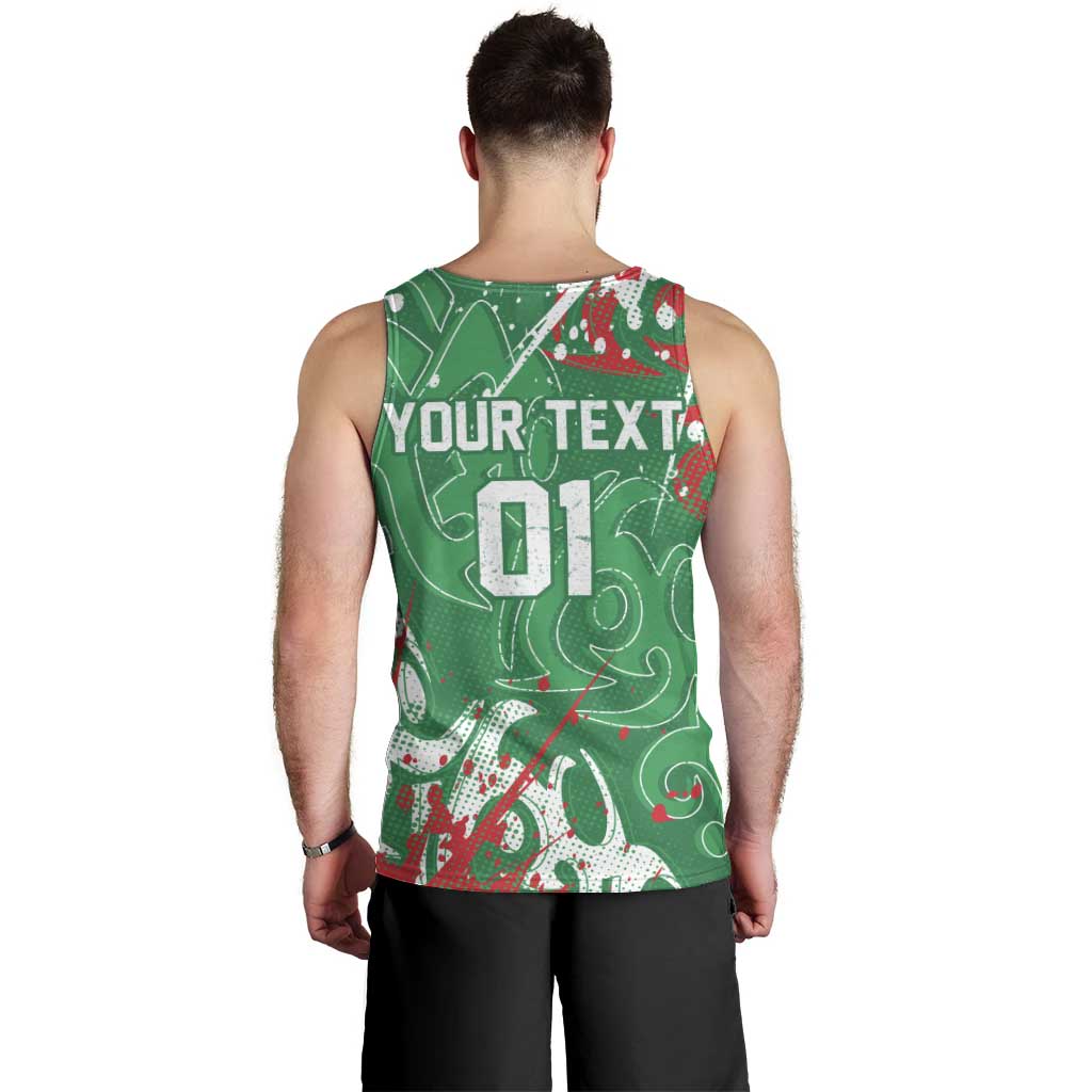 Personalized South Sydney Rabbitohs Rugby Men Tank Top Urban Street Graffiti Style - Distressed Splatter Elements