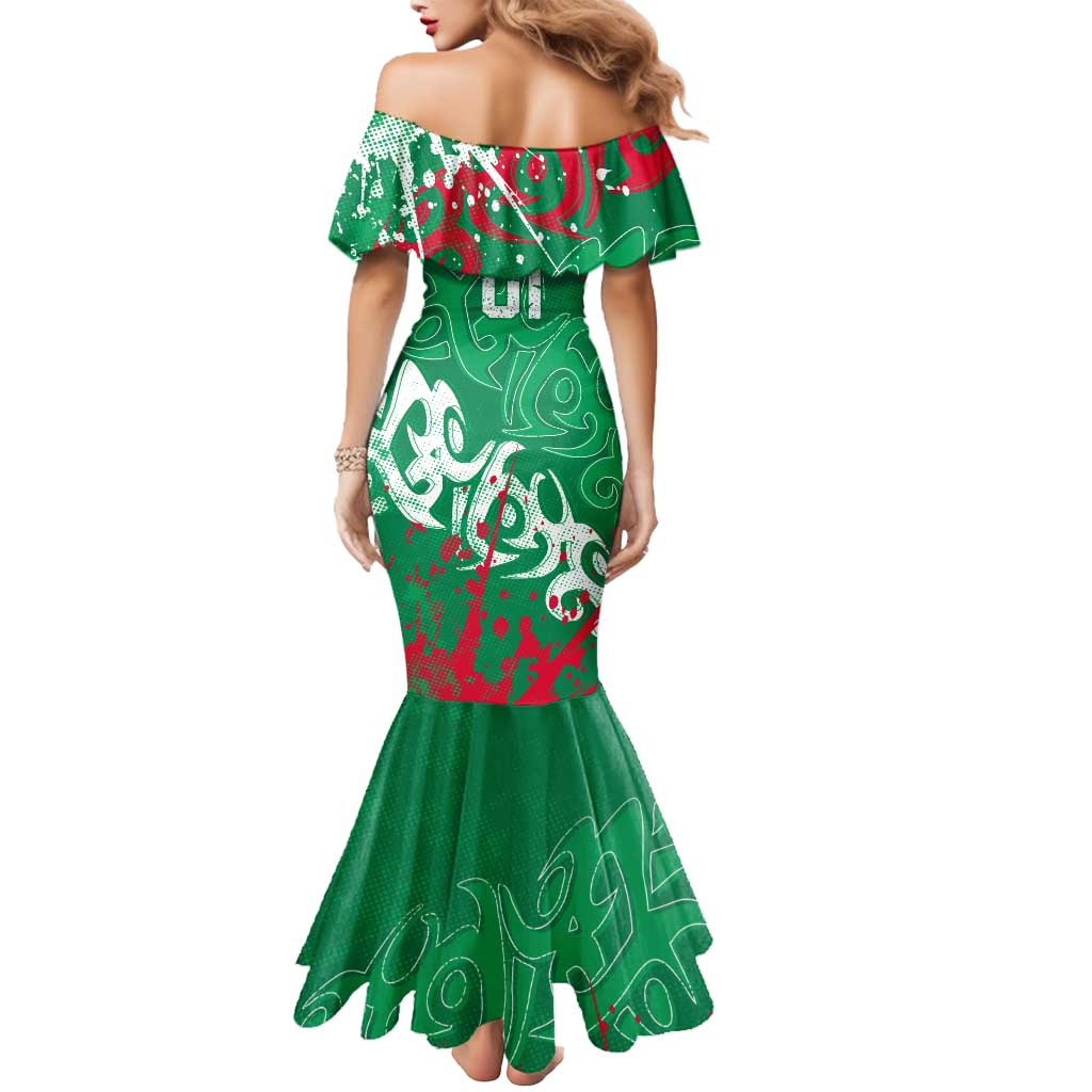 Personalized South Sydney Rabbitohs Rugby Mermaid Dress Urban Street Graffiti Style - Distressed Splatter Elements