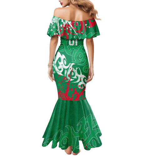 Personalized South Sydney Rabbitohs Rugby Mermaid Dress Urban Street Graffiti Style - Distressed Splatter Elements