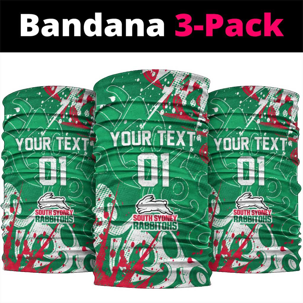 Personalized South Sydney Rabbitohs Rugby Neck Gaiter Urban Street Graffiti Style - Distressed Splatter Elements