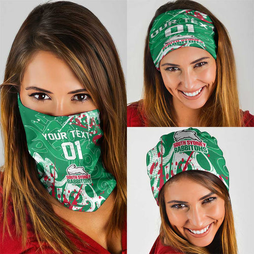 Personalized South Sydney Rabbitohs Rugby Neck Gaiter Urban Street Graffiti Style - Distressed Splatter Elements