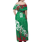 Personalized South Sydney Rabbitohs Rugby Off Shoulder Maxi Dress Urban Street Graffiti Style - Distressed Splatter Elements
