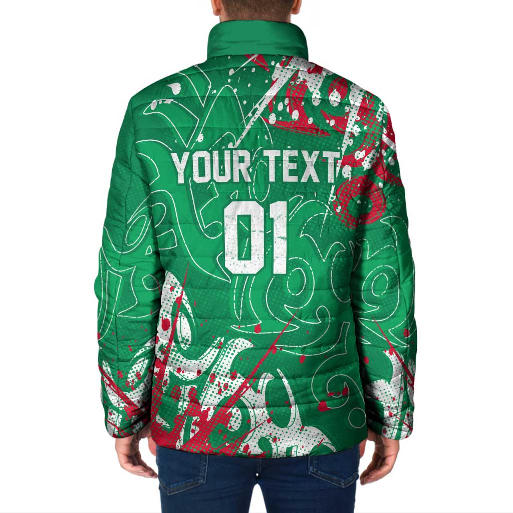 Personalized South Sydney Rabbitohs Rugby Padded Jacket Urban Street Graffiti Style - Distressed Splatter Elements