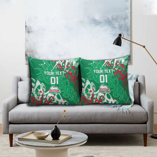 Personalized South Sydney Rabbitohs Rugby Pillow Cover Urban Street Graffiti Style - Distressed Splatter Elements