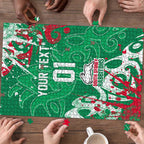 Personalized South Sydney Rabbitohs Rugby Puzzle Urban Street Graffiti Style - Distressed Splatter Elements