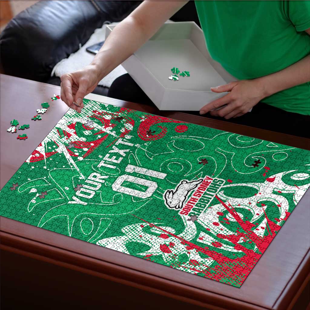 Personalized South Sydney Rabbitohs Rugby Puzzle Urban Street Graffiti Style - Distressed Splatter Elements