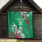 Personalized South Sydney Rabbitohs Rugby Quilt Urban Street Graffiti Style - Distressed Splatter Elements