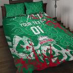 Personalized South Sydney Rabbitohs Rugby Quilt Bed Set Urban Street Graffiti Style - Distressed Splatter Elements