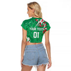 Personalized South Sydney Rabbitohs Rugby Raglan Cropped T Shirt Urban Street Graffiti Style - Distressed Splatter Elements