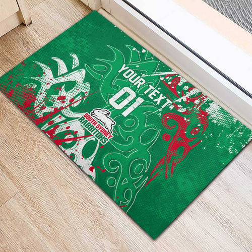 Personalized South Sydney Rabbitohs Rugby Rubber Doormat Urban Street Graffiti Style - Distressed Splatter Elements