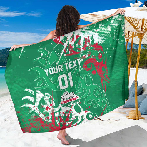 Personalized South Sydney Rabbitohs Rugby Sarong Urban Street Graffiti Style - Distressed Splatter Elements