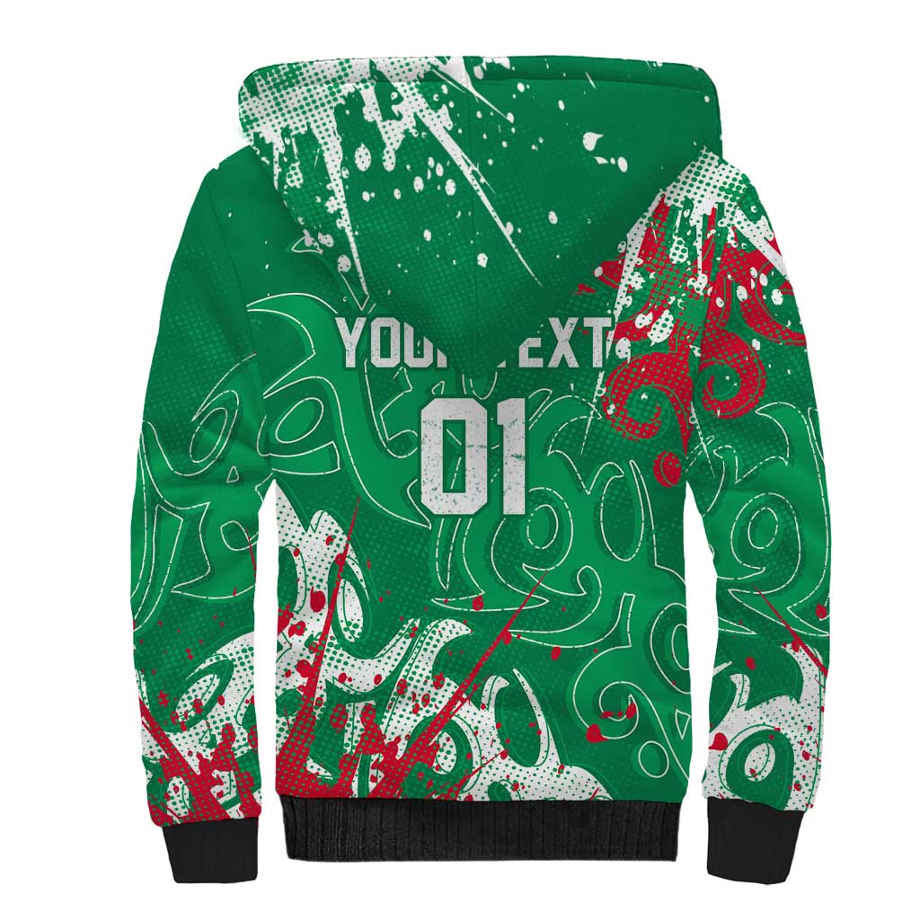 Personalized South Sydney Rabbitohs Rugby Sherpa Hoodie Urban Street Graffiti Style - Distressed Splatter Elements