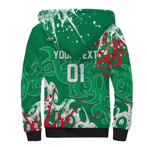 Personalized South Sydney Rabbitohs Rugby Sherpa Hoodie Urban Street Graffiti Style - Distressed Splatter Elements