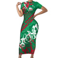Personalized South Sydney Rabbitohs Rugby Short Sleeve Bodycon Dress Urban Street Graffiti Style - Distressed Splatter Elements