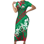 Personalized South Sydney Rabbitohs Rugby Short Sleeve Bodycon Dress Urban Street Graffiti Style - Distressed Splatter Elements