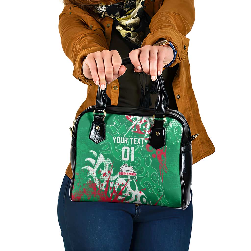 Personalized South Sydney Rabbitohs Rugby Shoulder Handbag Urban Street Graffiti Style - Distressed Splatter Elements