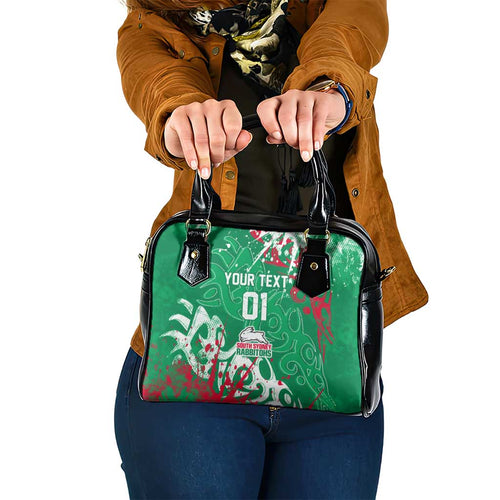 Personalized South Sydney Rabbitohs Rugby Shoulder Handbag Urban Street Graffiti Style - Distressed Splatter Elements