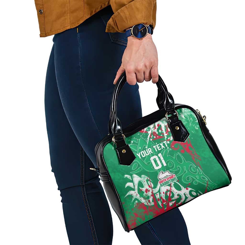 Personalized South Sydney Rabbitohs Rugby Shoulder Handbag Urban Street Graffiti Style - Distressed Splatter Elements