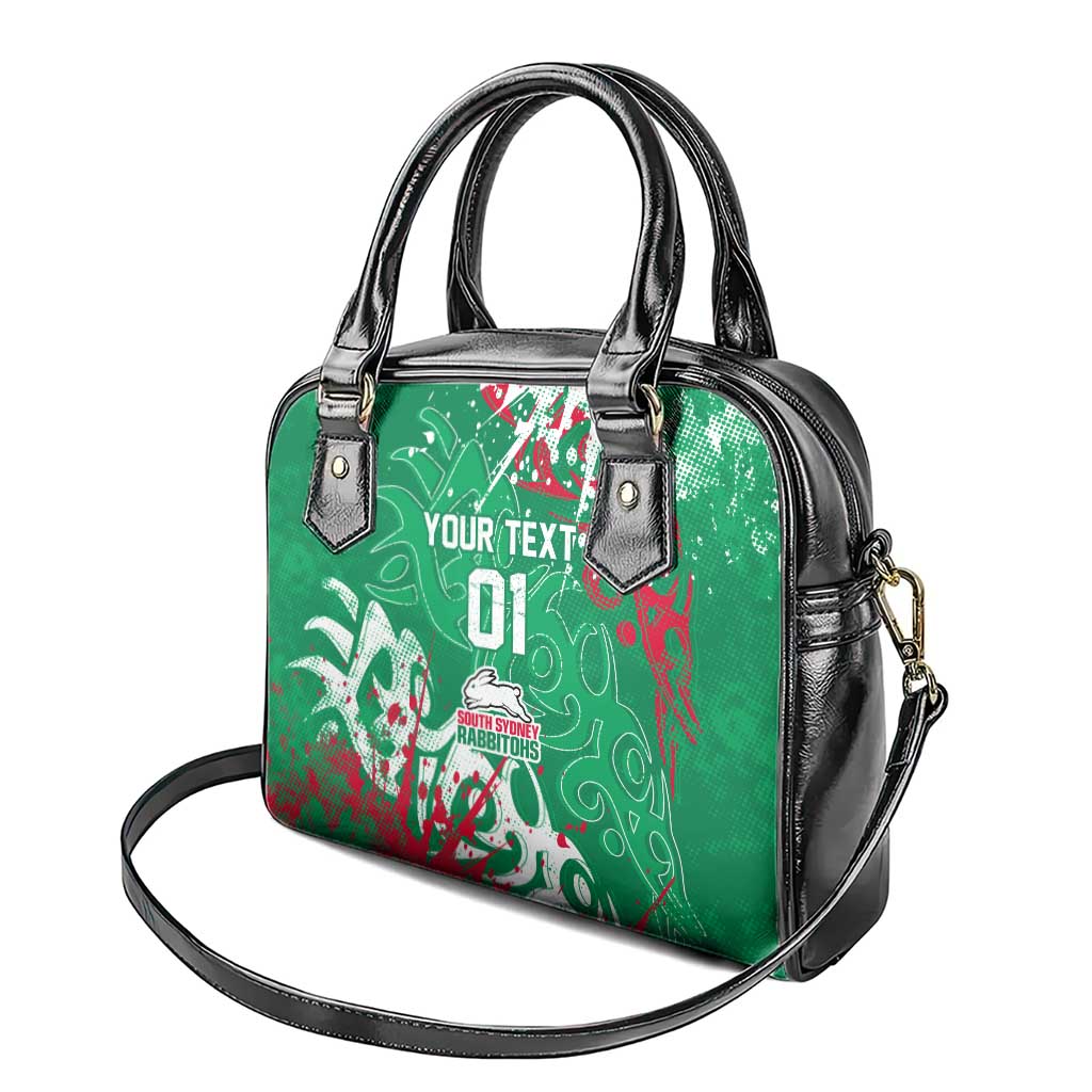 Personalized South Sydney Rabbitohs Rugby Shoulder Handbag Urban Street Graffiti Style - Distressed Splatter Elements