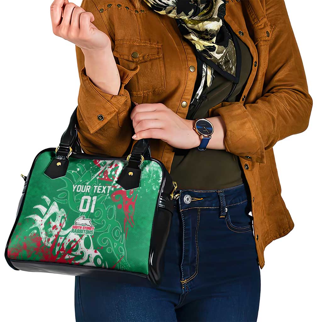 Personalized South Sydney Rabbitohs Rugby Shoulder Handbag Urban Street Graffiti Style - Distressed Splatter Elements