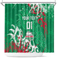 Personalized South Sydney Rabbitohs Rugby Shower Curtain Urban Street Graffiti Style - Distressed Splatter Elements