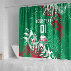 Personalized South Sydney Rabbitohs Rugby Shower Curtain Urban Street Graffiti Style - Distressed Splatter Elements