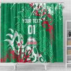 Personalized South Sydney Rabbitohs Rugby Shower Curtain Urban Street Graffiti Style - Distressed Splatter Elements