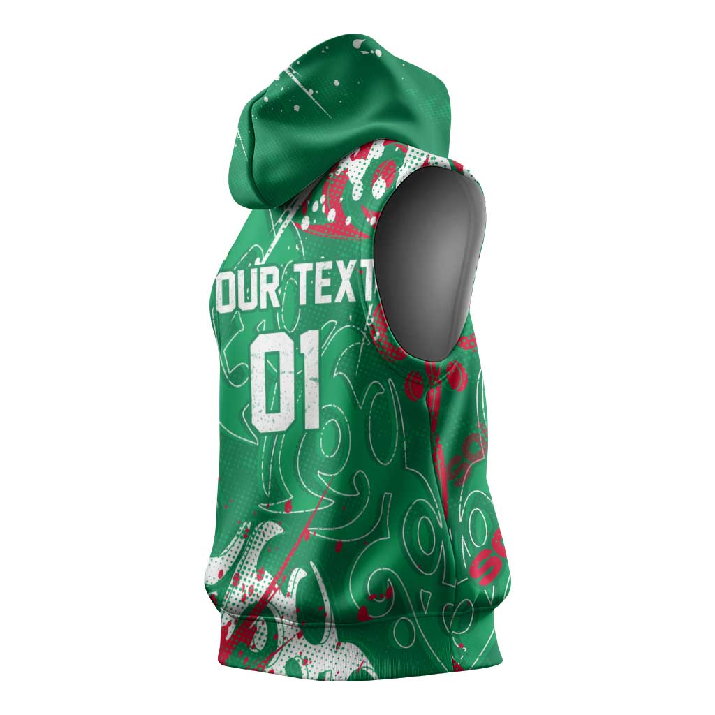 Personalized South Sydney Rabbitohs Rugby Sleeveless Hoodie Urban Street Graffiti Style - Distressed Splatter Elements