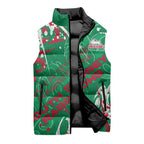 Personalized South Sydney Rabbitohs Rugby Sleeveless Puffer Jacket Urban Street Graffiti Style - Distressed Splatter Elements