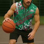 Personalized South Sydney Rabbitohs Rugby Sleeveless Zip Hoodie Urban Street Graffiti Style - Distressed Splatter Elements
