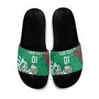 Personalized South Sydney Rabbitohs Rugby Slide Sandals Urban Street Graffiti Style - Distressed Splatter Elements