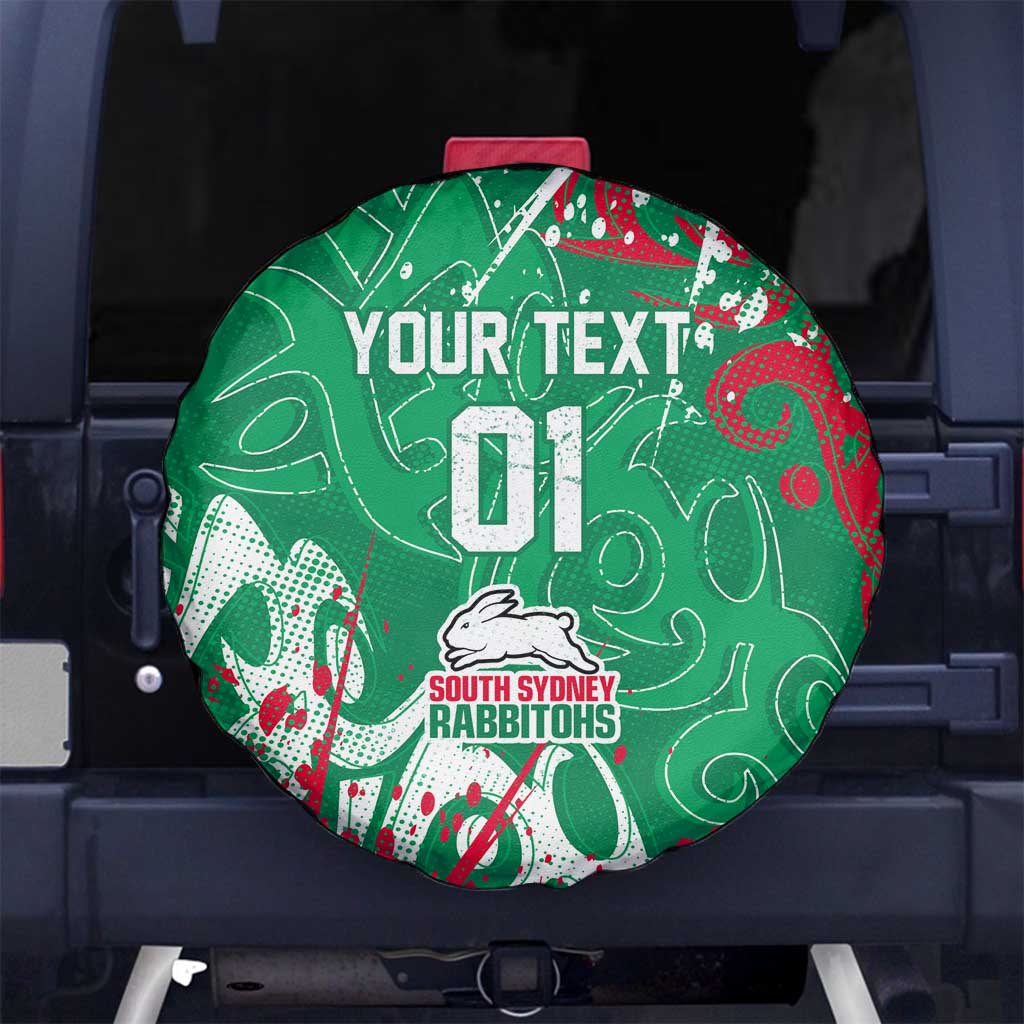 Personalized South Sydney Rabbitohs Rugby Spare Tire Cover Urban Street Graffiti Style - Distressed Splatter Elements