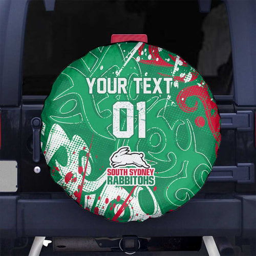 Personalized South Sydney Rabbitohs Rugby Spare Tire Cover Urban Street Graffiti Style - Distressed Splatter Elements
