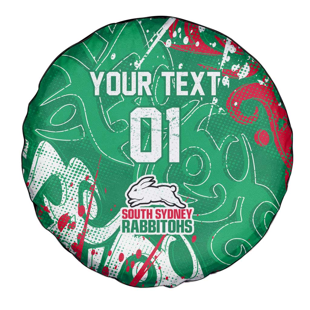 Personalized South Sydney Rabbitohs Rugby Spare Tire Cover Urban Street Graffiti Style - Distressed Splatter Elements