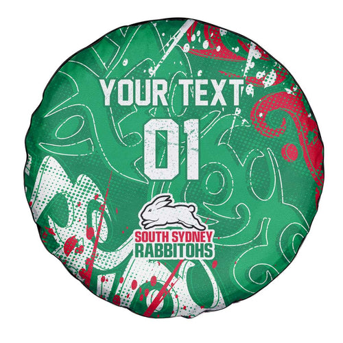Personalized South Sydney Rabbitohs Rugby Spare Tire Cover Urban Street Graffiti Style - Distressed Splatter Elements