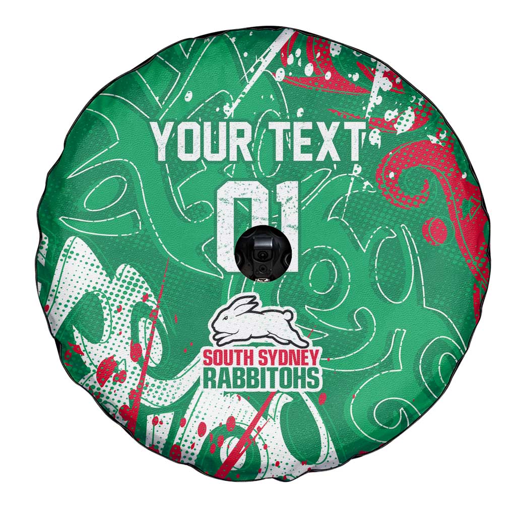 Personalized South Sydney Rabbitohs Rugby Spare Tire Cover Urban Street Graffiti Style - Distressed Splatter Elements