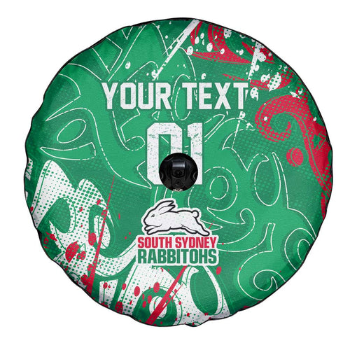 Personalized South Sydney Rabbitohs Rugby Spare Tire Cover Urban Street Graffiti Style - Distressed Splatter Elements