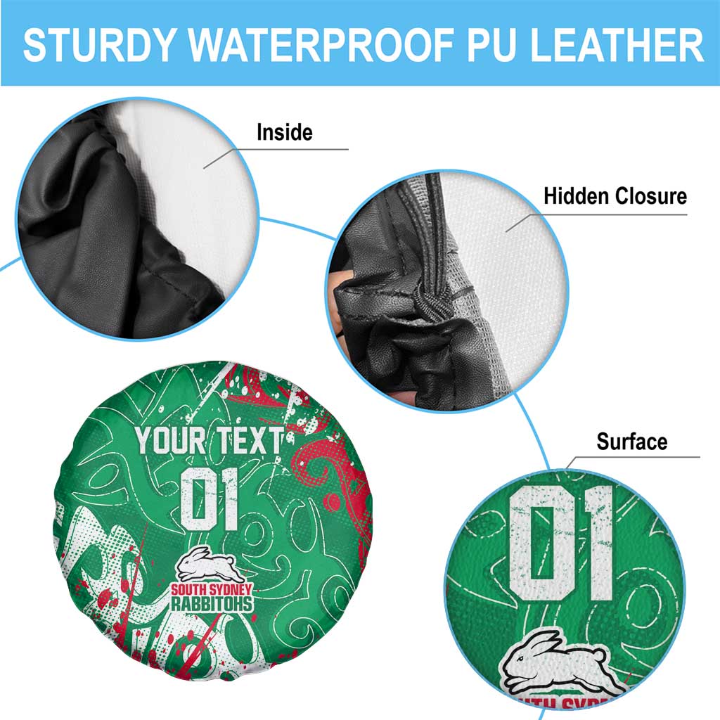 Personalized South Sydney Rabbitohs Rugby Spare Tire Cover Urban Street Graffiti Style - Distressed Splatter Elements