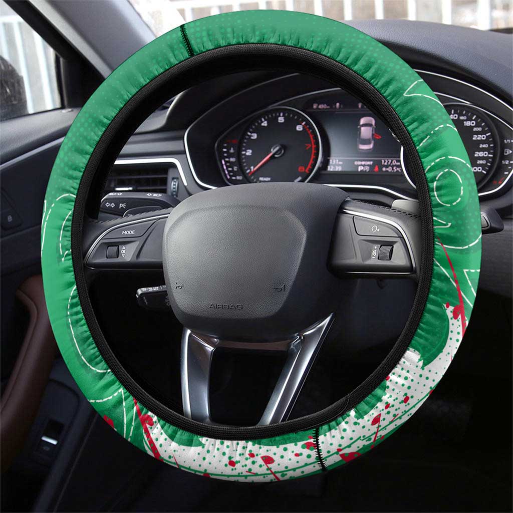 South Sydney Rabbitohs Rugby Steering Wheel Cover Urban Street Graffiti Style - Distressed Splatter Elements