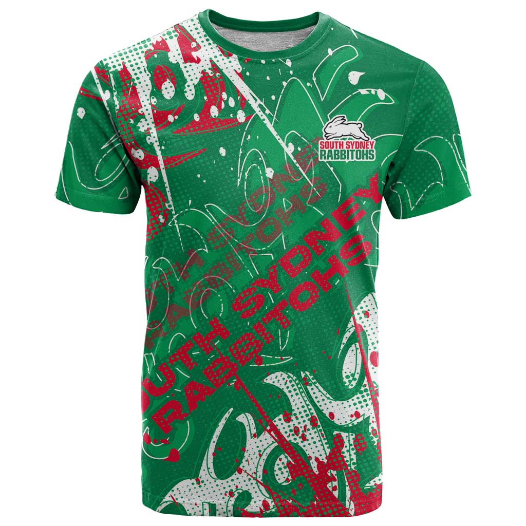Personalized South Sydney Rabbitohs Rugby T Shirt Urban Street Graffiti Style - Distressed Splatter Elements