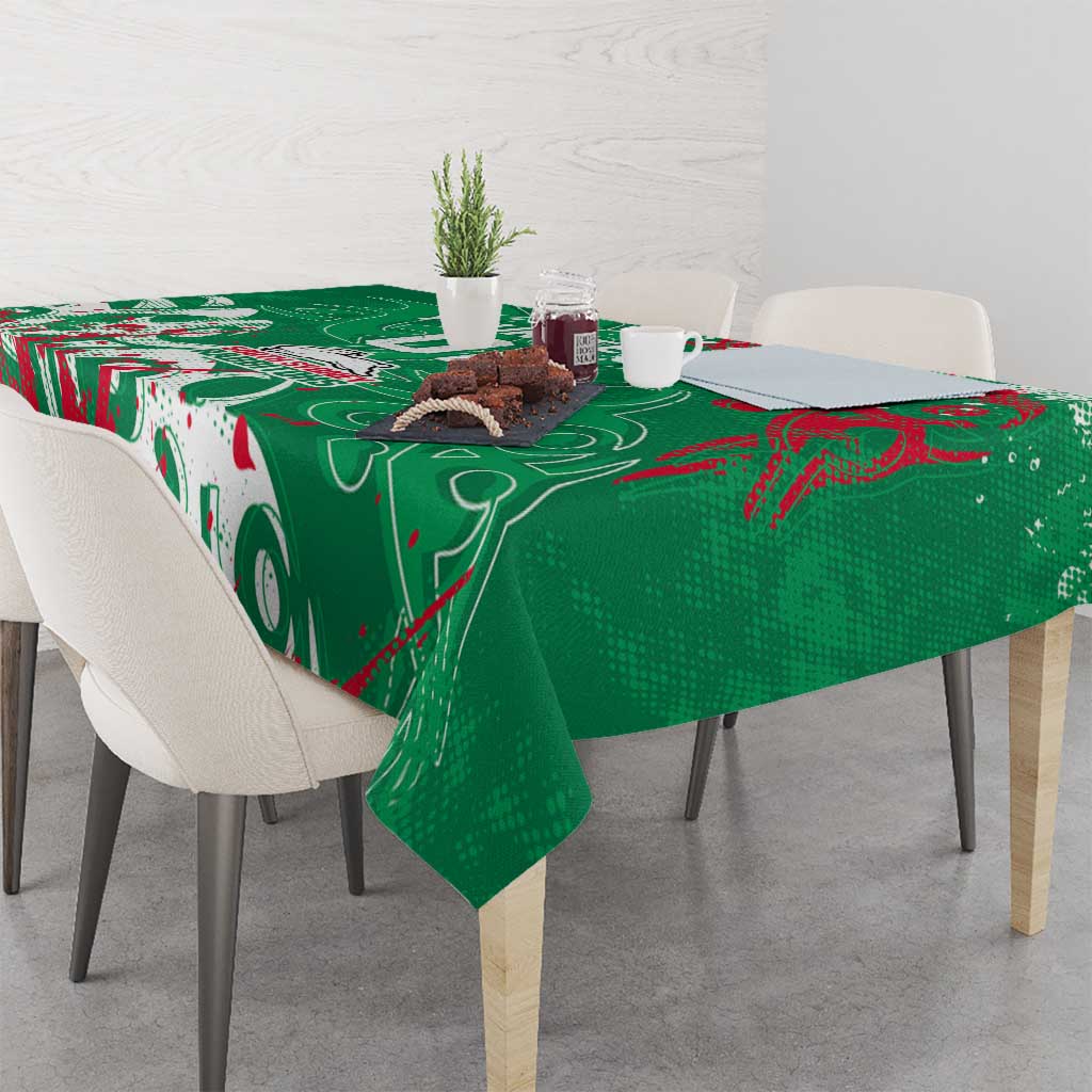 Personalized South Sydney Rabbitohs Rugby Tablecloth Urban Street Graffiti Style - Distressed Splatter Elements