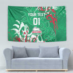 Personalized South Sydney Rabbitohs Rugby Tapestry Urban Street Graffiti Style - Distressed Splatter Elements